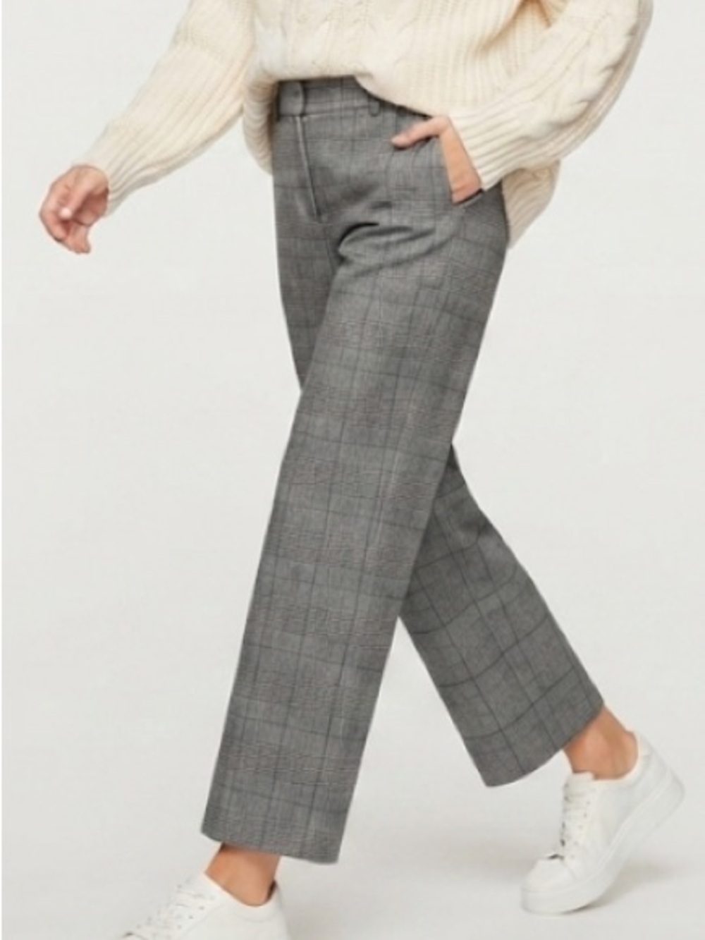 Ann Taylor Gray Plaid Straight-Leg Dress Pants Women’s Size 8